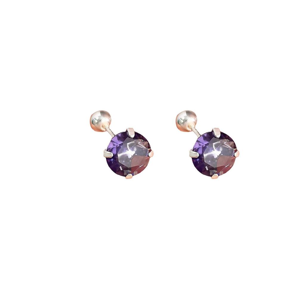 Lux Purple Zircon Spiral Earrings – Niche, No-Remove Design, Style with Personality