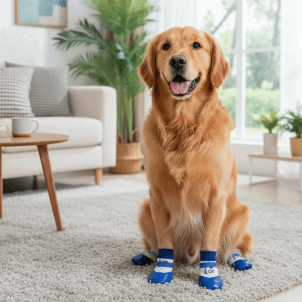 4 pieces/set Warm Pet Socks Booties Anti-Slip Pet Paw Protector Puppy Boots Dog Knit Socks  Outdoor