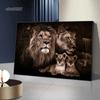 Modern Lion Family Canvas Painting Wild Animals Lion Wall Art Posters Canvas Prints Art Pictures for Living Room Home Decoration