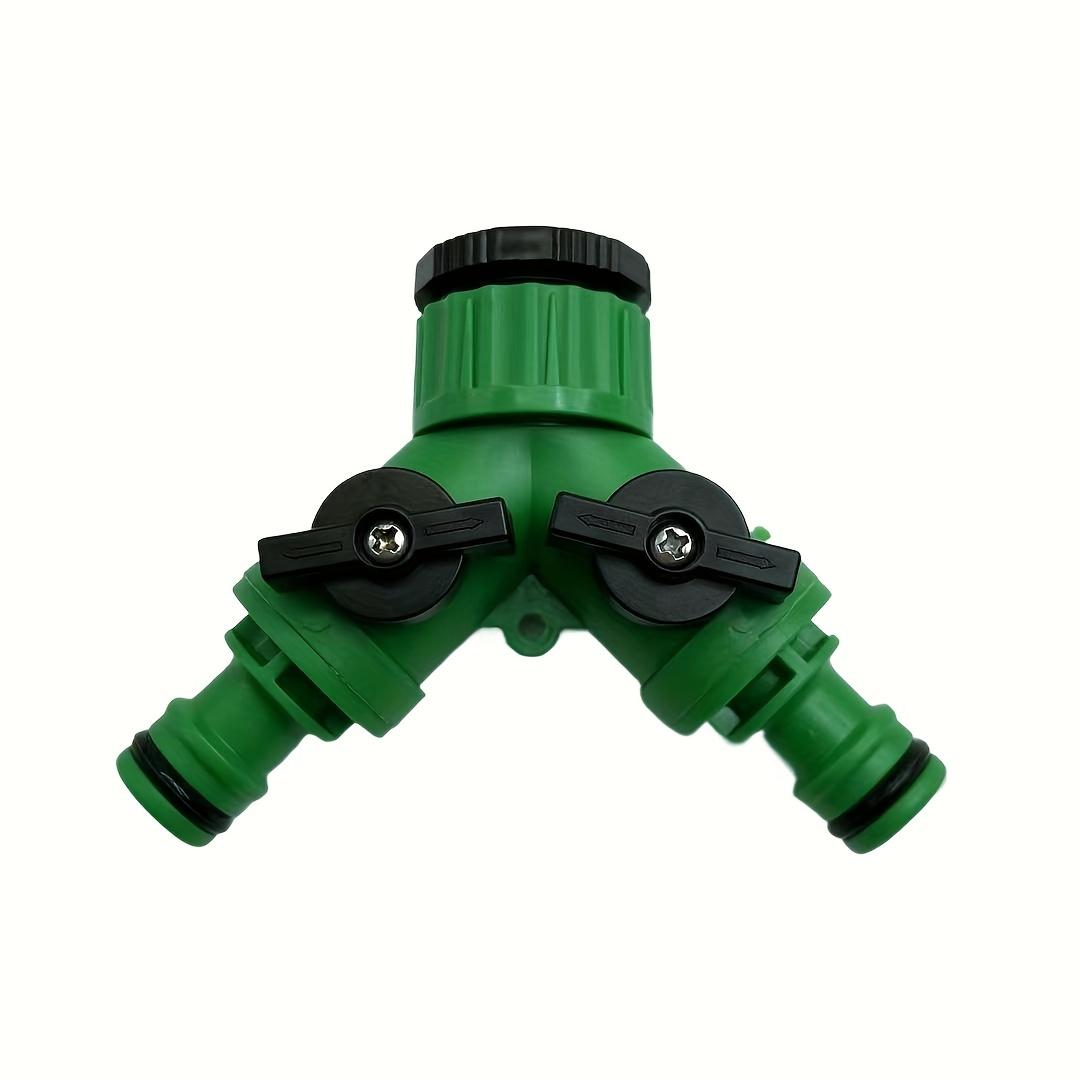 

2-Way Water Hose Tap Splitter With Quick Connector And Y Type Adapter For Garden Faucet - Dual-Purpose Connectors For Yard Use зелёный