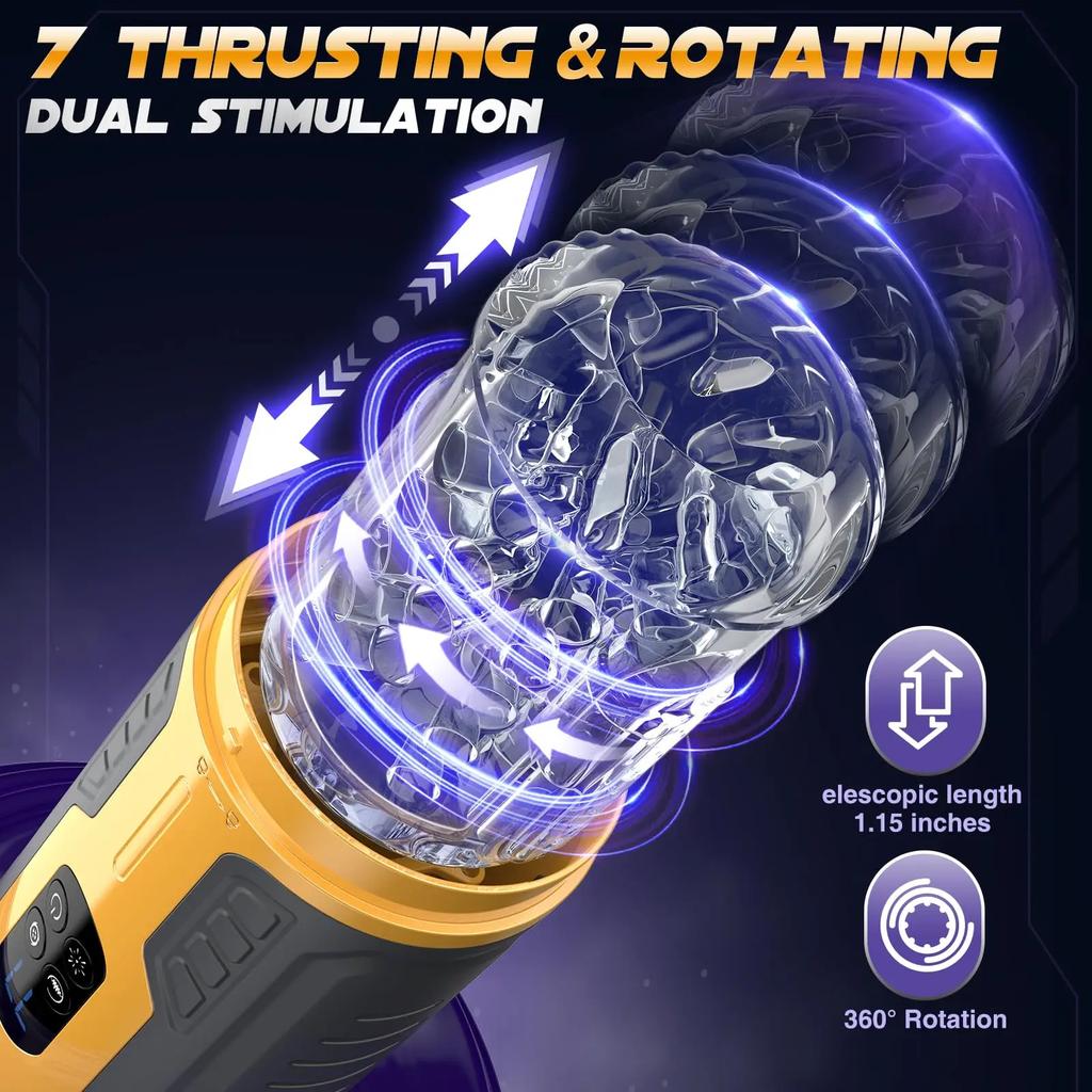 Automatic Male Masturbator 7 Thrusting Rotating Modes Mastubator Cup Electric Sucking Telescopic Cup Penis Stroker Men Sex Toy