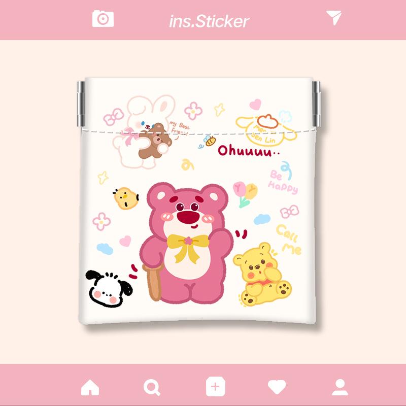 Chic Snap Closure Makeup Bag: Compact Lipstick Organizer & Earphone Pouch