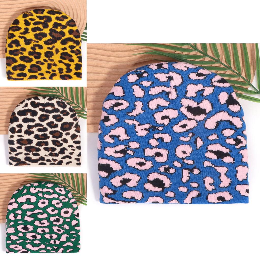 Acrylic Leopard Print Beanie With Oversized Shape For Trendsetting Looks