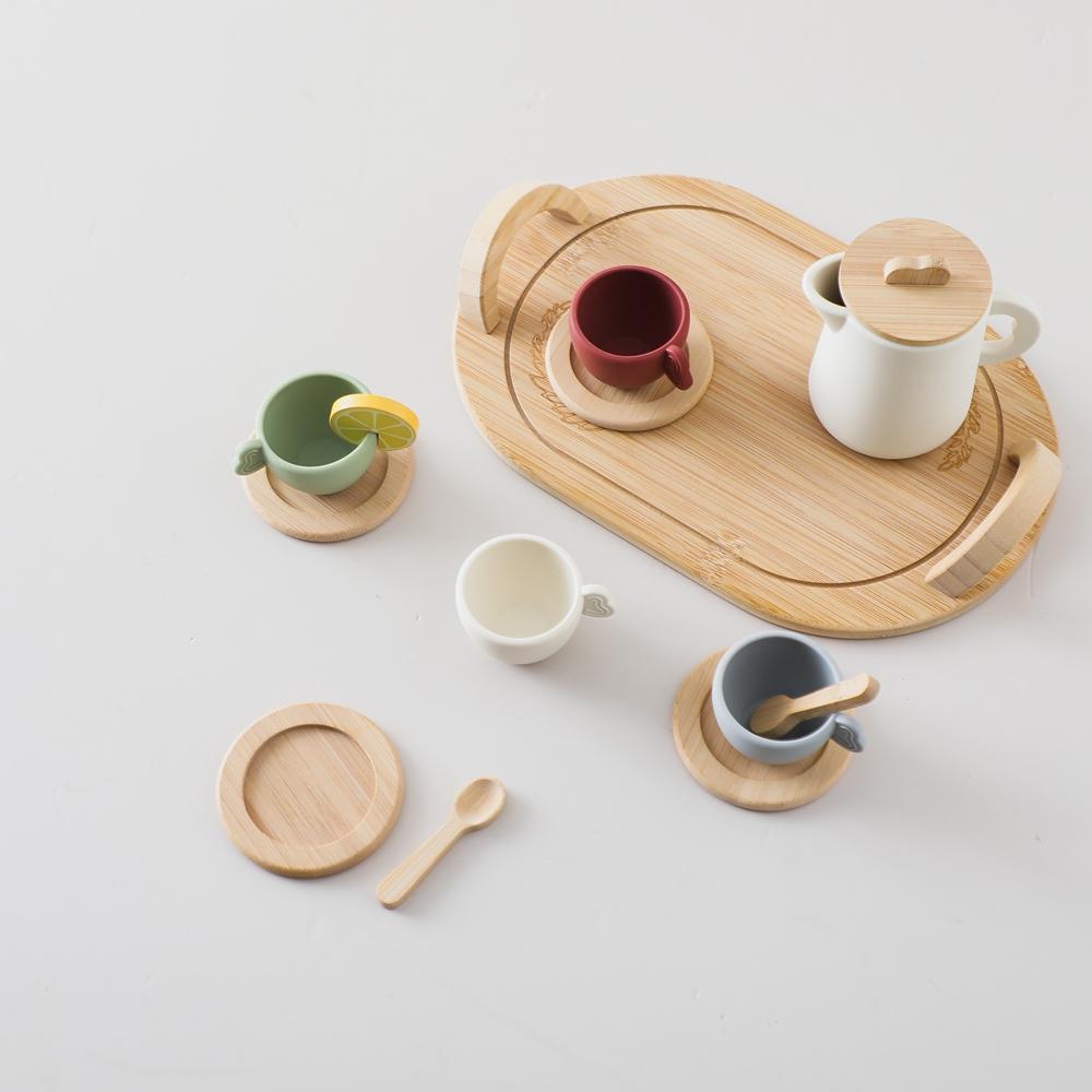 Children Tea Set Montessori Toys BPA Free Silicone Afternoon Tea Teathings Toys Kids Cosplay Play House Educational Toy Gifts