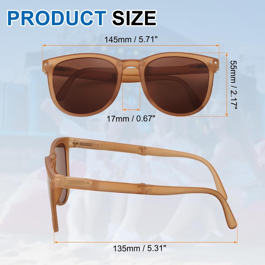 Unisex Folding PC Sunglasses Trendy Sunglasses with Original Box Perfect for and Photography Sun Protection Tan Color [uxcell] - - Driving, Shopping,