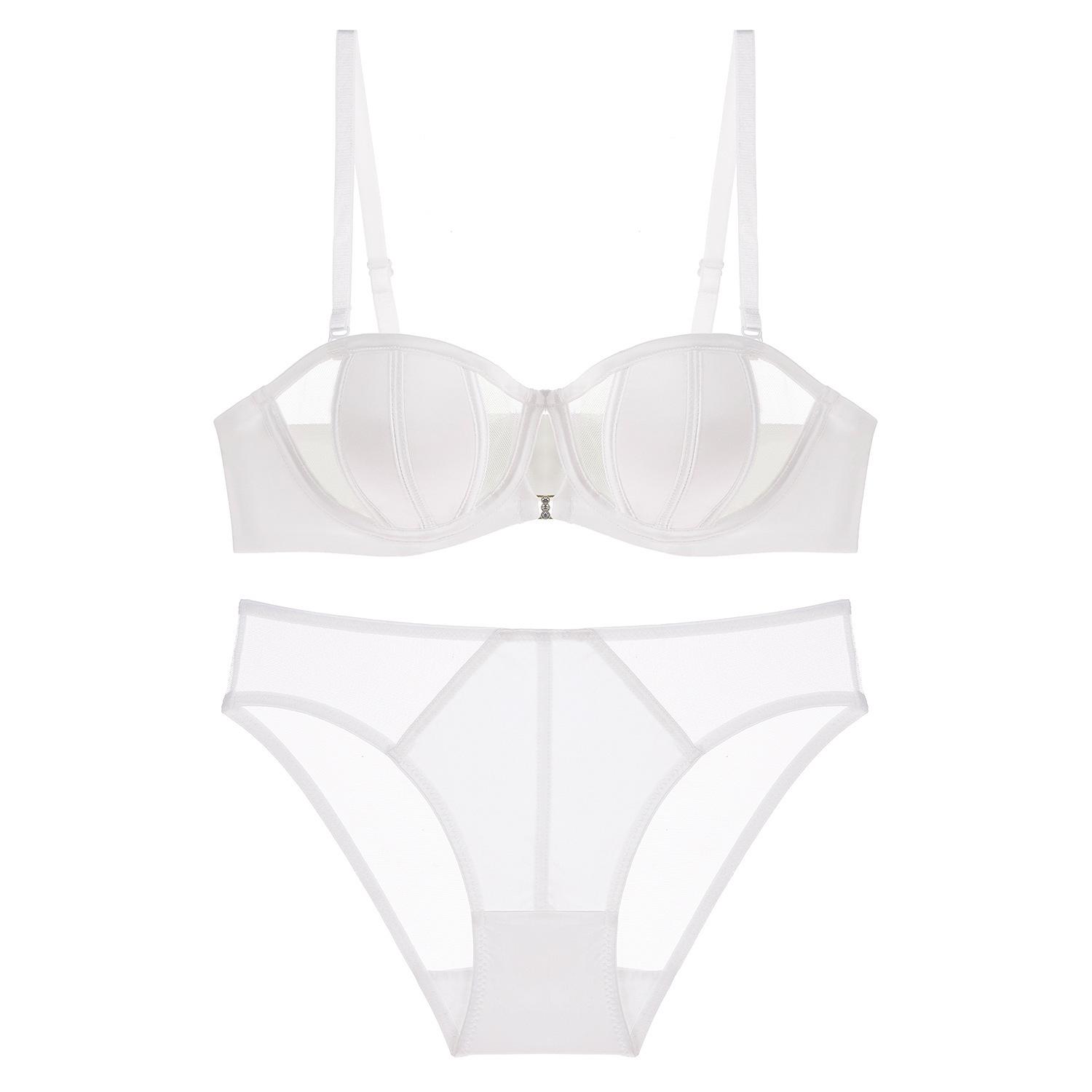 

Французское сексуальное нижнее белье тонкое без бретелек гладкое бесшовное нижнее белье шея нескользящая большая грудь маленькая чашка бюстгальтера 70B белый