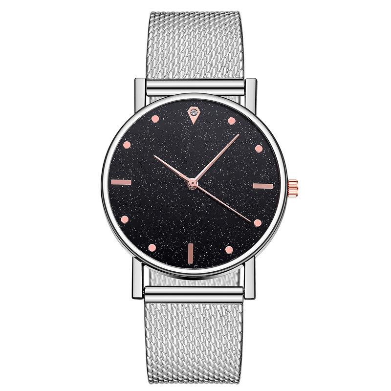 Strap Silicone Women Watch With Starry Sky Design Fashionable Quartz