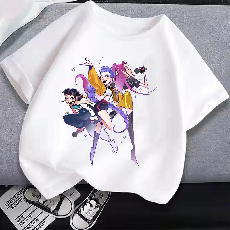 New K Pop Demon Hunters Kids T Shirts Cartoon Anime Printed T Shirt Boys Girls Casual Short Sleeves Tops Children's Clothing
