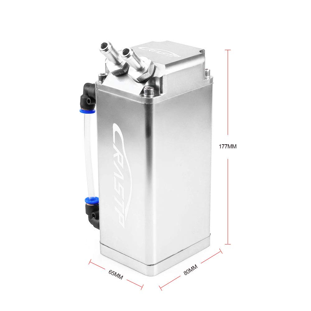 ZS Catch Tank, Aluminum, Cylindrical Type, Aluminum with Hose, Universal Use, For Automobiles and Motorcycles (Silver 2)