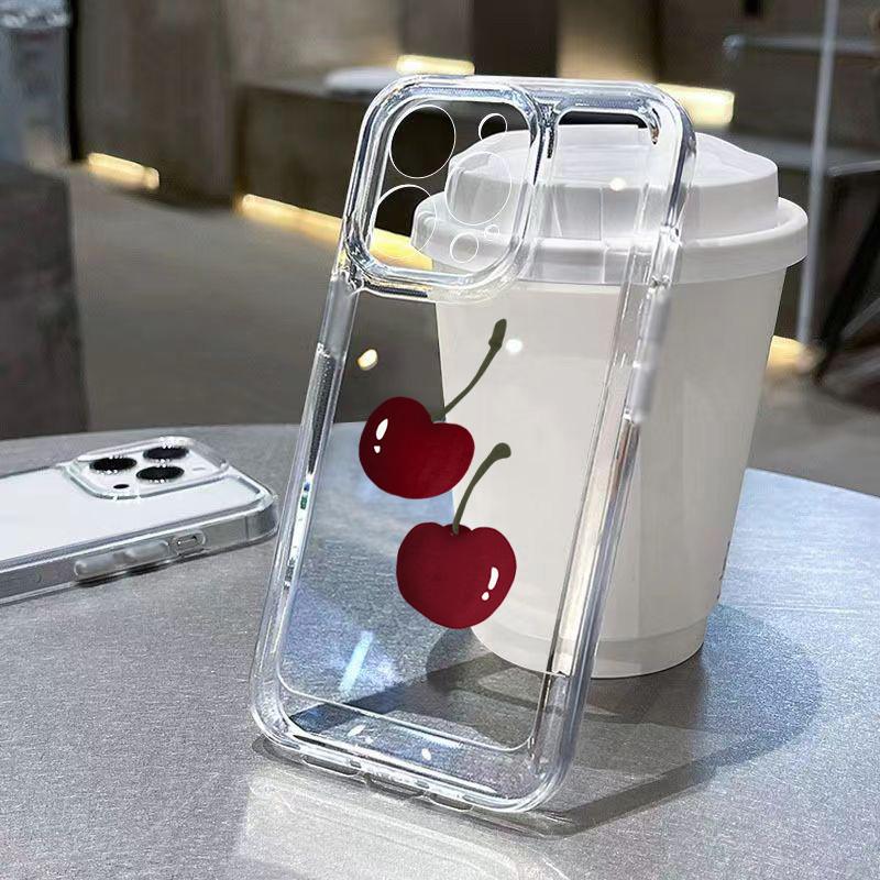 Full Screen Red Cherry Phone Case For IPhone 16 15 14 13 12 11 Pro Max X XR XS 7 8 Plus SE For IPhone 16 15 14 Plus Case Funda