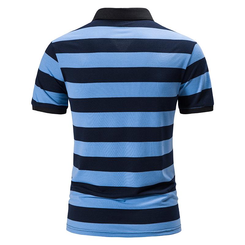 Men's Polo Shirt Breathable Comfortable Stripe Loose Men's Short Sleeve T-shirt