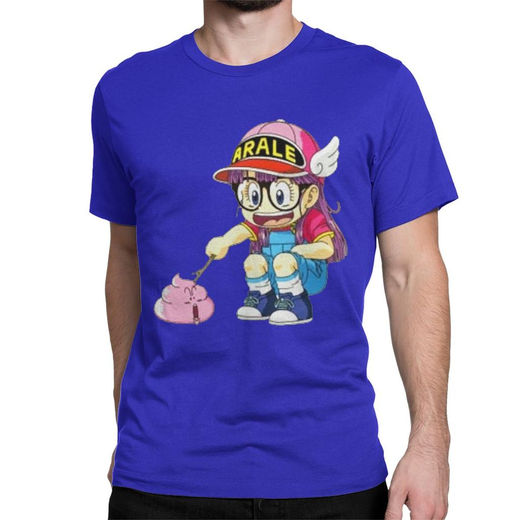 Arale Poking Poop Dr Slump T Shirts Men Women's Cotton Vintage T-Shirt Unchi-kun Anime Tee Shirt Short Sleeve Graphic Printed