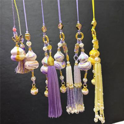 Lingyin Fulu Xiangling Purple Gradual Change Floating Paint Gourd Pearl Bell Pendant Bag Trailer Hanging Scenic Merchandise