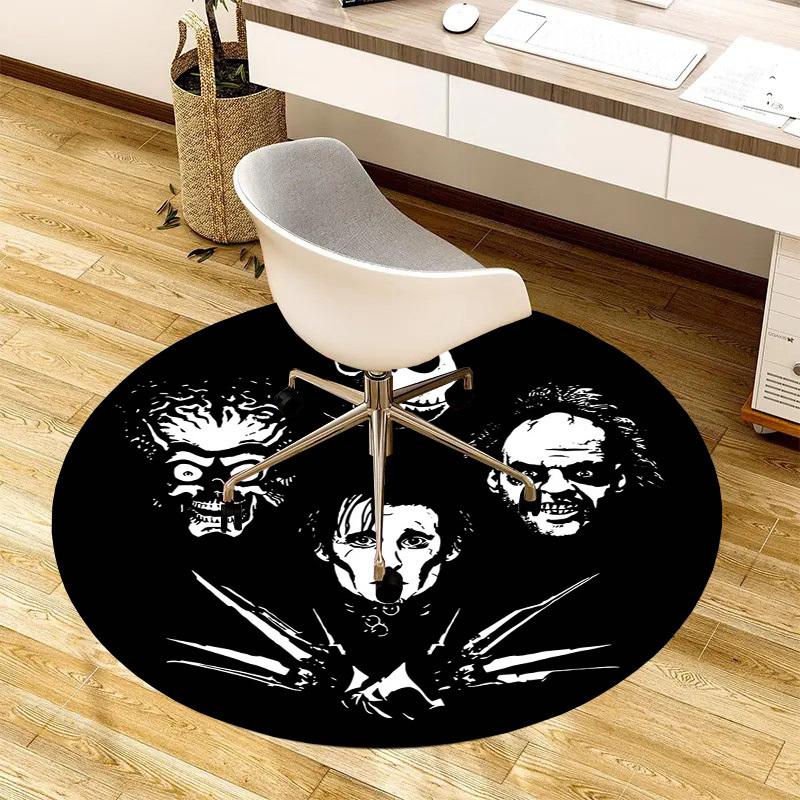 1pc Horror Icons Round Carpet, Made of Polyester,Perfect for Decorating Office Chairs, Living Rooms,fplt188