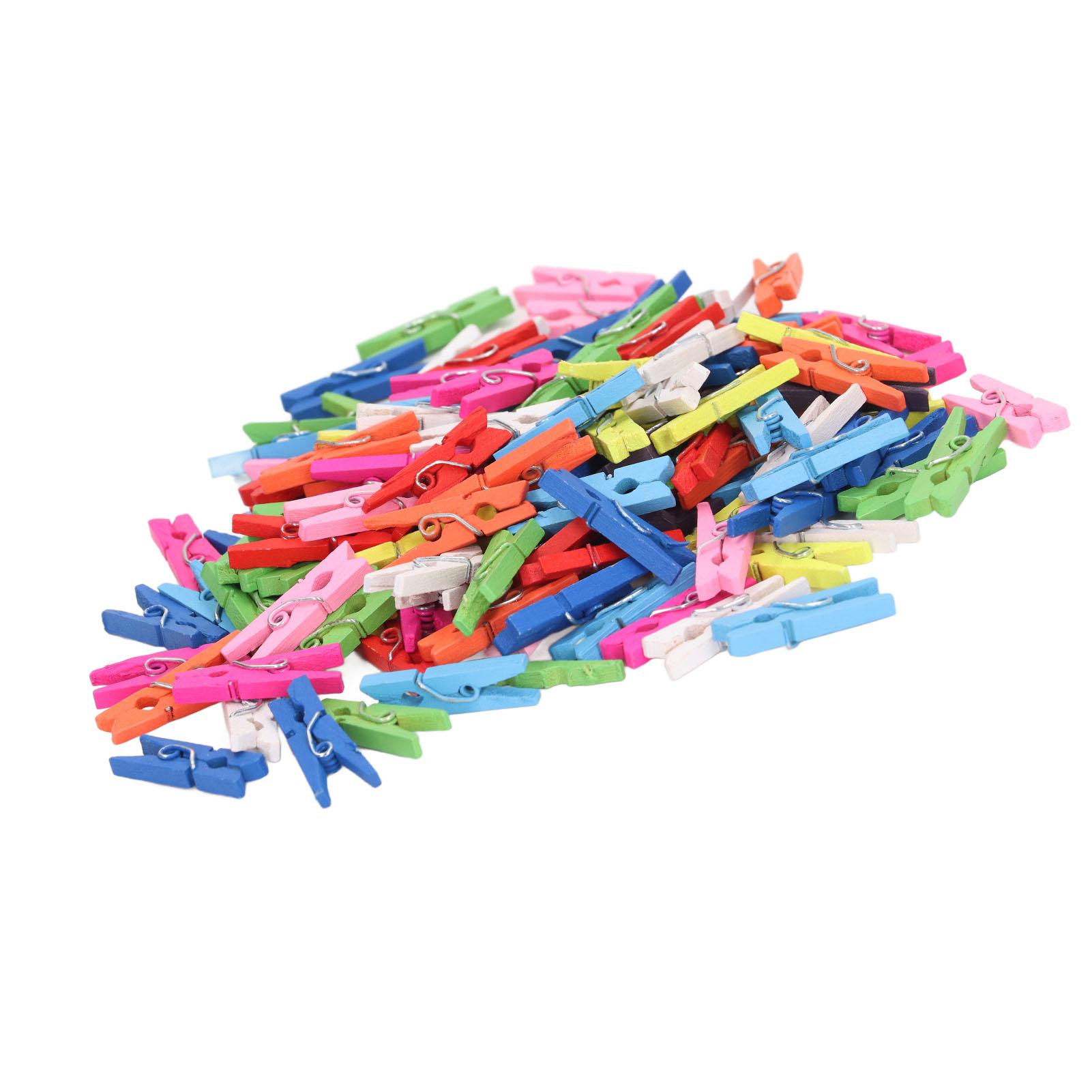 

100Pcs Wooden Clothes Pins Mini Size Bright Colors Strong Cottonwood Colored Clothepins for