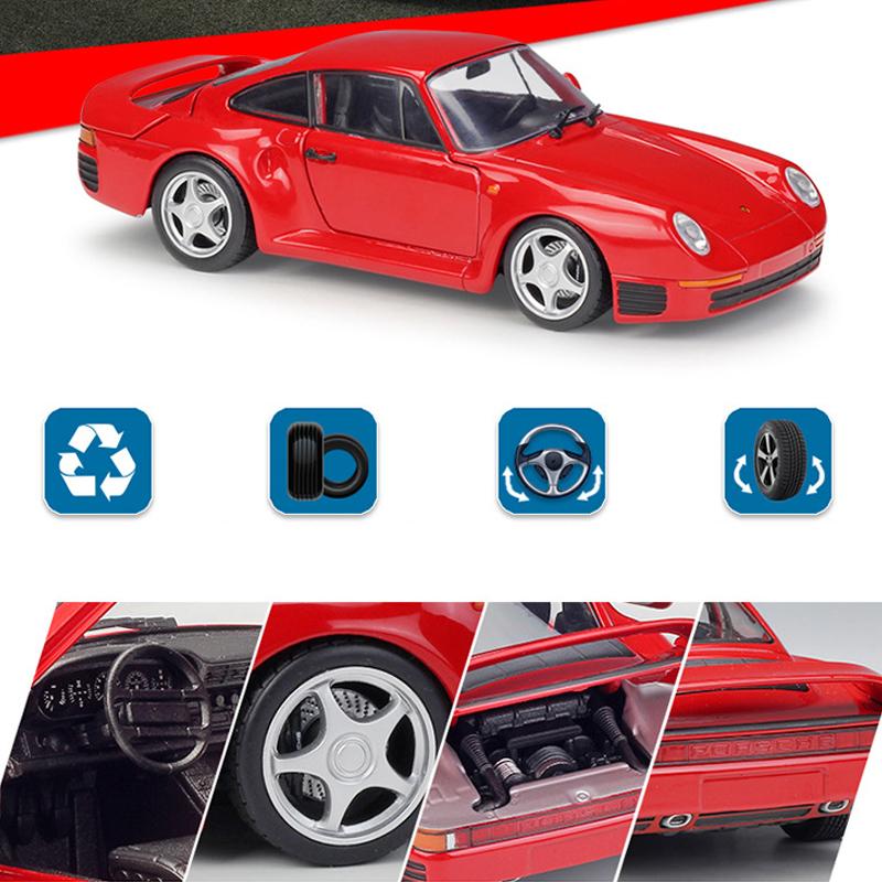 1/24 skala WELLY Porsche 959 aluminiowy Model samochodu Diecasts metalowe pojazdy zabawkowe Model samochodu wysoka kolekcja symulacyjna prezenty dla dzieci