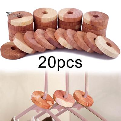 Puntos 20Pcs Wardrobe Drawer Air Fresher Moth Repellent Mini Round Cedar Wood Blocks