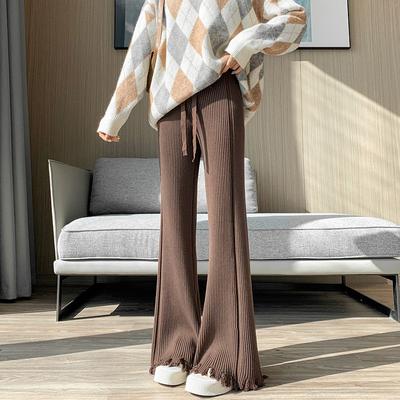Women Winter Pants 2023 Casual Korean Fashion Versatile High Waist Pants Covering Meat Solid Waist Wide Leg Pants Female Tops