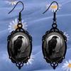 Gothic Crow on Skull Cross Earrings - Halloween Gift