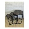 Master Hexagon Black Metal Black Glass 3-piece Nesting Table