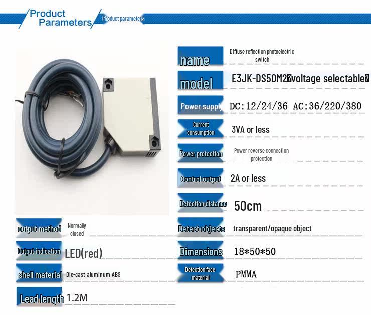 Huguang E3JK-DS50M1/2 Infrared Diffuse Reflection Sensor, Voltage: Chiib