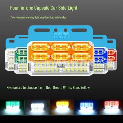 New 24V Capsule LED Truck Light: Four-in-One Super Bright Three-Row Ground, Side, Reversing, & Warning Waterproof Light