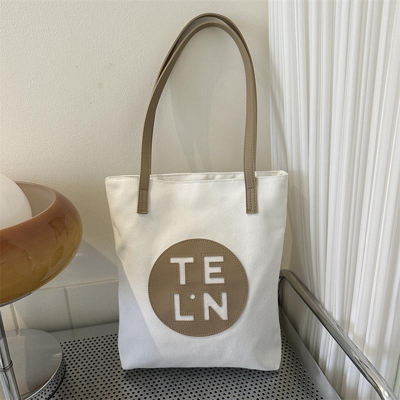 

2024 нова модна полотняна сумка контрастного кольору через плече сумка великої місткості жіноча сумка повсякденна сумка для студентів коледжу