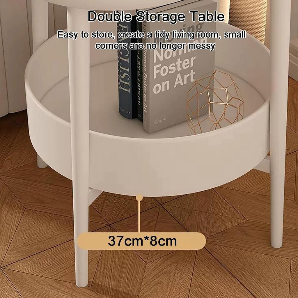 Weißer Blütenform Beistelltisch 2-stöckiger Nachttisch mit Ablagekorb Couchtisch Nachttisch Akzenttisch für Wohnzimmer Schlafzimmer Büro Terrasse Garten