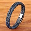 Men Jewelry Punk Black Blue Braided Leather Bracelet for Men Stainless Steel Magnetic Clasp Fashion Bangles Gifts 6 Colors