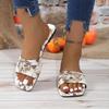 Sandales plates d'été à bout carré pour femmes, nouvelles chaussures à enfiler à bout ouvert avec nœud papillon pour femmes, chaussures de plage décontractées, pantoufles pour femmes
