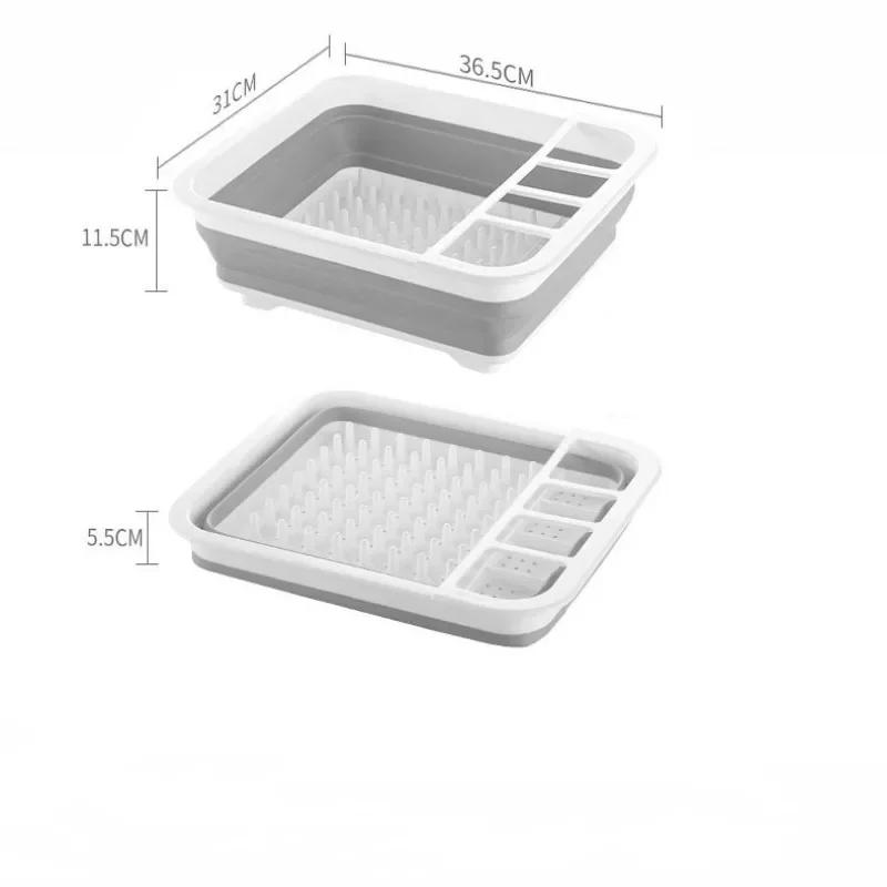 

Foldable Dish Rack Kitchen Drainer Tool Bowl Tableware Plate Storage Organizer Holder Portable Fold Drying Home TPR Rack Shelf белый