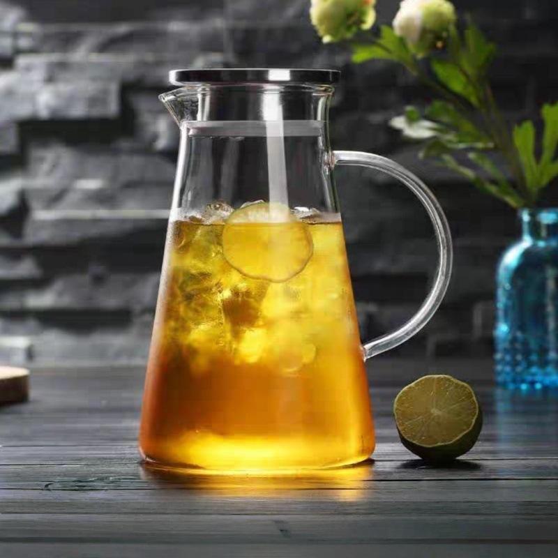 Стеклянная Высокоборосиликатная Охлаждающая Большая Бутылка для Воды Большой Емкости Крышка из Нержавеющей Стали Прозрачная Бутылка для Воды Бытовая Бутылка для Холодной Воды