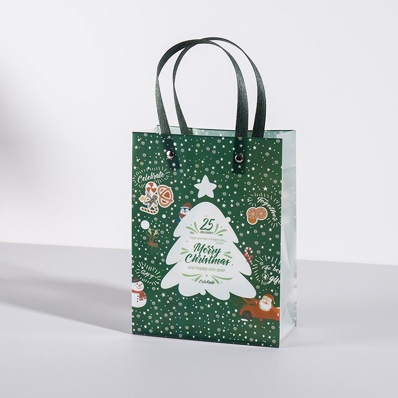Santa Claus Christmas Gift PVC Tote Bag - Square Souvenir & Apple Packaging for Christmas Eve