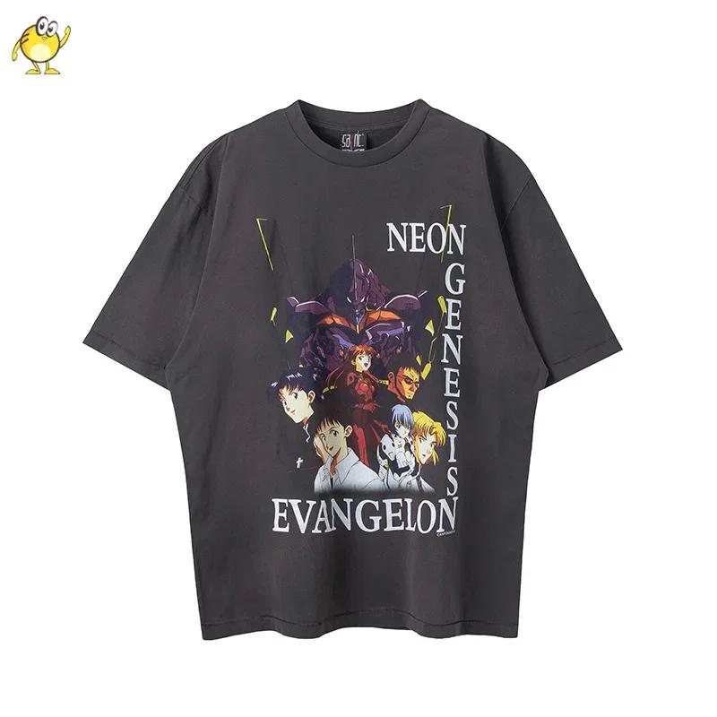 Summer Fashion Heavyweight Retro Men's English Letters 100% Cotton Printed Round Neck High-quality Casual Fitness Street T-shirt