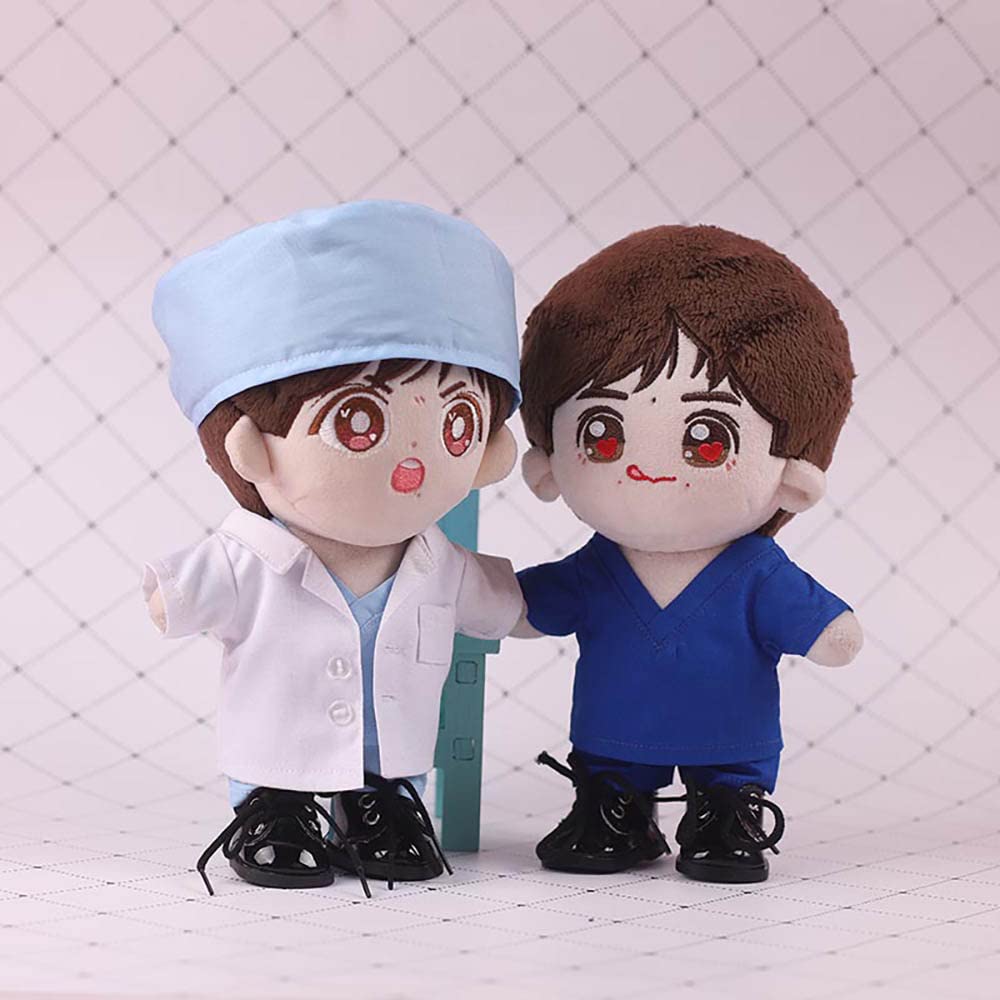 Niannyyhouse 20cm Doll Clothes - Cotton Doll Clothes - White Coat, Hat, T-shirt, Pants, Doctor's Outfit, Surgical Gown - Dress-up for Stuffed Animals