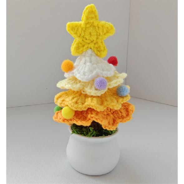 Handmade Crocheted Christmas Tree Wool Pot Shopping Mall Night Market Desktop Decoration