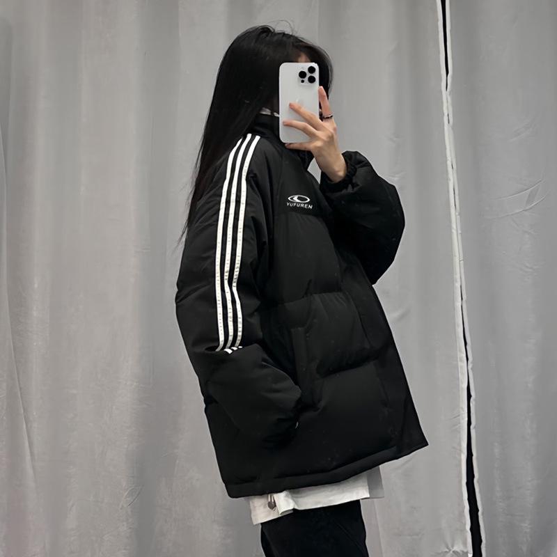 Women's 2025 Striped Stand Collar Winter Cotton Jacket