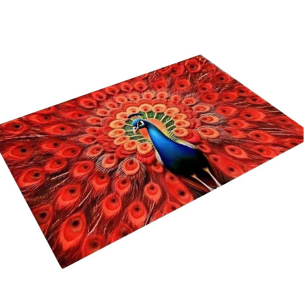 Non-slip Peacock Carpet Special-shaped Bathroom Floor Mat  for Living Room Tea Table Bedside