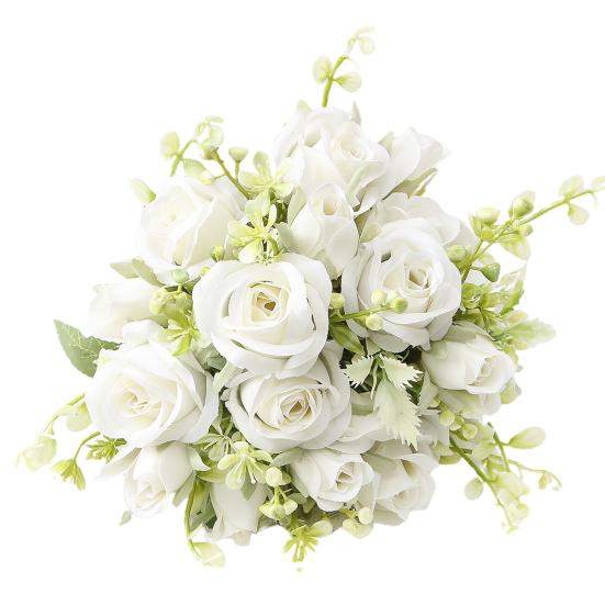 Umělý květ růže se stonkem Realistický stolek do domácí kanceláře Vrchol Svatební kytice z umělých květin Falešná květinová výzdoba Dekorace Foto Prop