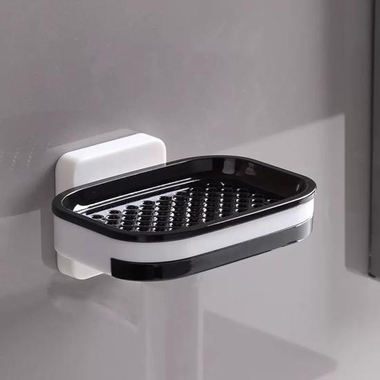 Soap Box Double Layer Shower Soap Dish with Strong Suction Cup Easy to Install No Drilling Wall Mounted Soap Tray