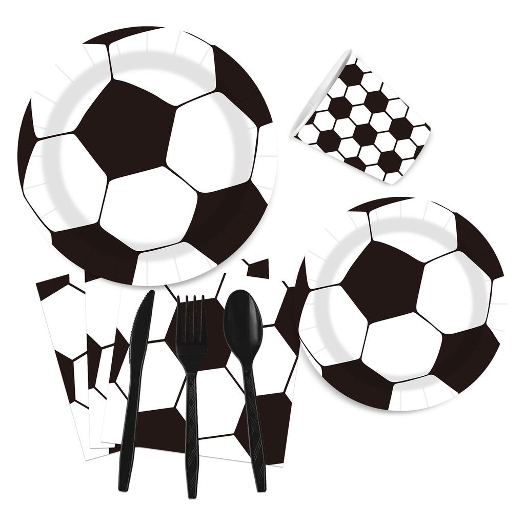 Soccer-Themed World Cup Party Decorations: Disposable Paper Plates, Cups, Napkins, and Tableware Sets