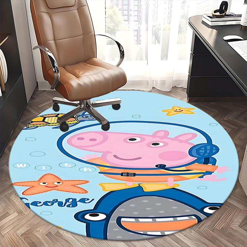 Peppa Pig George Underwater Adventure Chair Mat - Round Carpet Home Decor, Office Gift, Suitable for Bedroom, Living Room, Various Rooms0271b