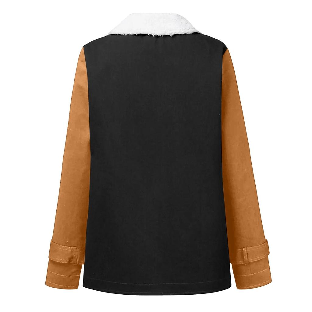 Women's Casual Fashion Loose Plus Fleece Collar With Pocket Keep Warm Jacket