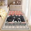 Rock Band Area Rug, Imagine Dragons Vintage Award Poster Black White Red Stars Bones Enemy Print, Rock Decor, Non-Slip Mat