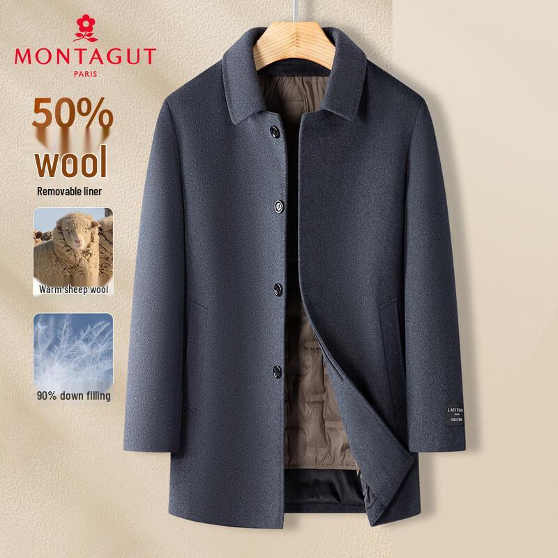 

MONTAGUT Men s 50% Wool Detachable Down Liner Winter Coat XL