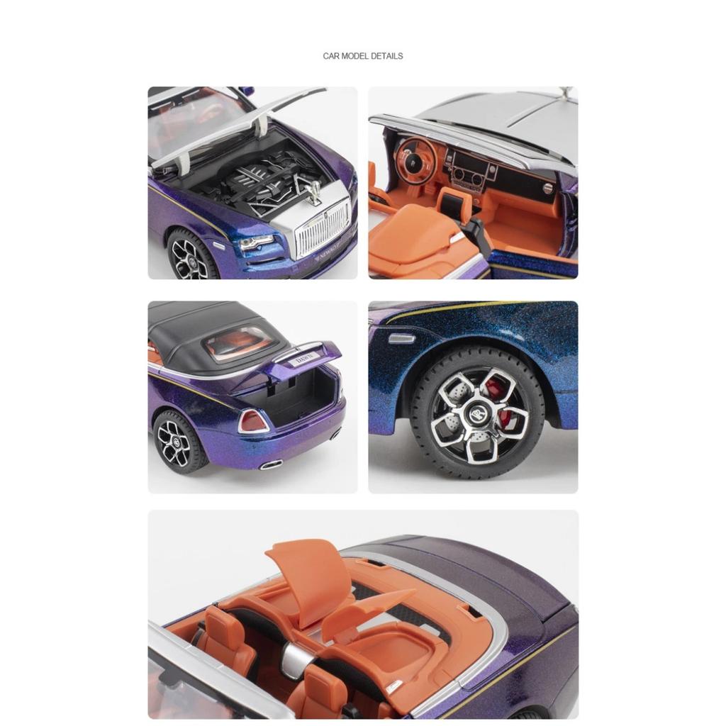 1/24 Rolls Royce Dawn Alloy Luxy Car Model Diecasts Metal Toy Vehicles Car Model Simulation Sound and Light Childrens Toys Gift