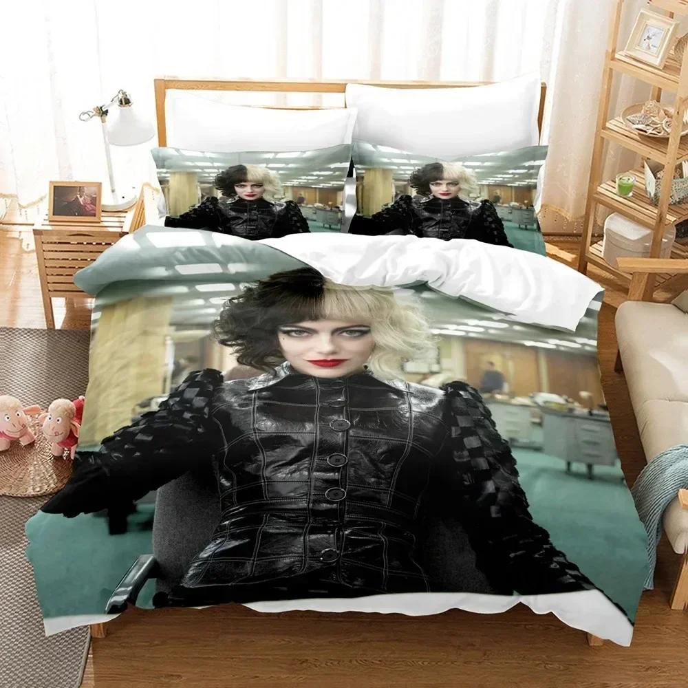 3D Cruella Bedding Set Pillowcase De Vil Printed Bed Set Duvet Cover Pillowcase Bed Linen Sheet Quilt Cover Full Queen King Size