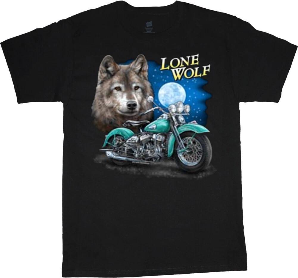 Biker Lone Wolf T-shirt Graphic Tees Clothing Apparel Mens Gifts M