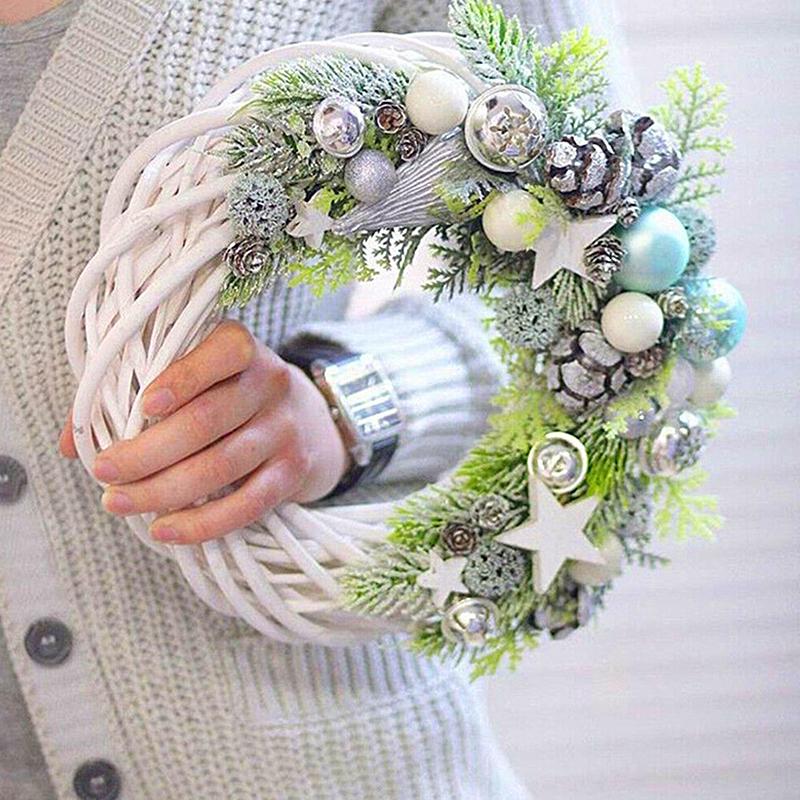 

1 шт., естественная дверная подвесная гирлянда из ротанга, Рождественский венок, украшение для вечеринки, 30 см, ручная работа, сделай сам