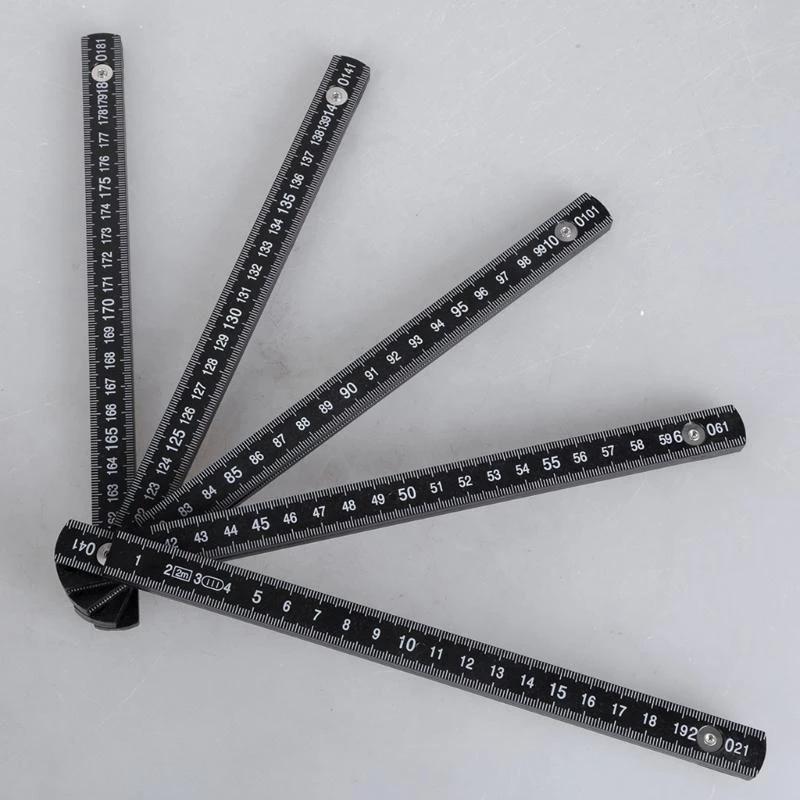 MXLA Sturdy 2m Folding Ruler Black Plastic Ruler With Metal Rivets For Professional